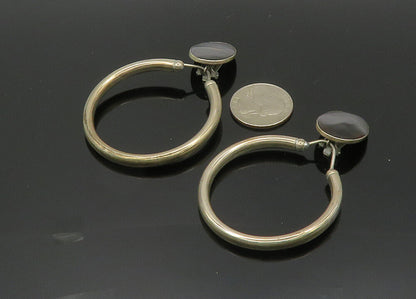 CELIA SEBIRI 925 Silver  Vintage Black Stone Non Pierce Earrings  EG10057