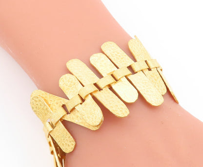 925 Sterling Silver Vintage Bracelet Gold Plated Cutout Oval Slabs  BT10984