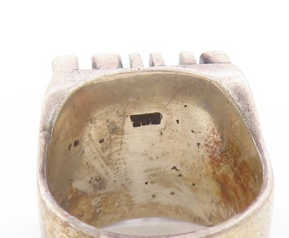925 Sterling Silver Vintage Ring Chunky 3D ELYSE Carved  Sz 7  RG32957