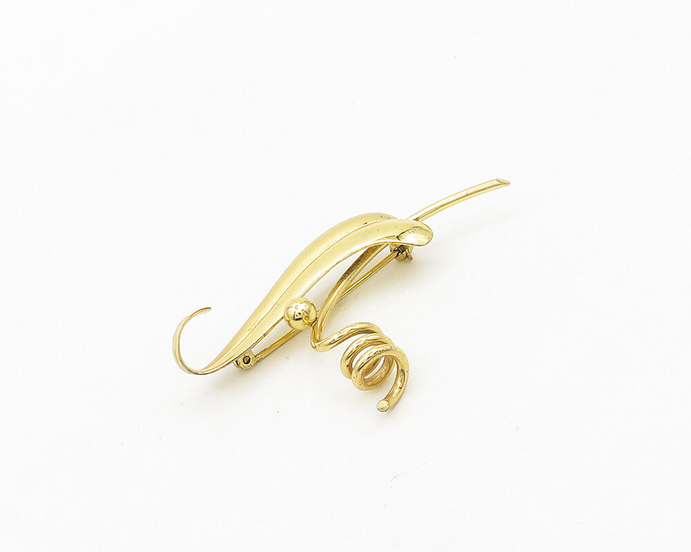 FORSTNER 925 Silver  Vintage Shiny Gold Plated Swirl Spiral Brooch Pin  BP7515