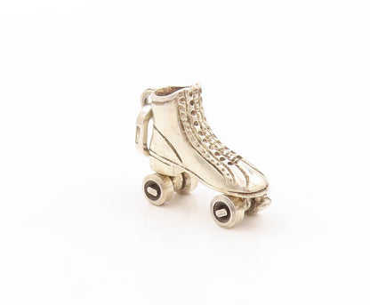 925 Sterling Silver Vintage Pendant Skating Shoe With Wheels Charm  PT24114