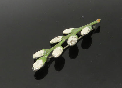 925 Sterling Silver  Vintage Enamel Floral Vine Motif Brooch Pin  BP8782