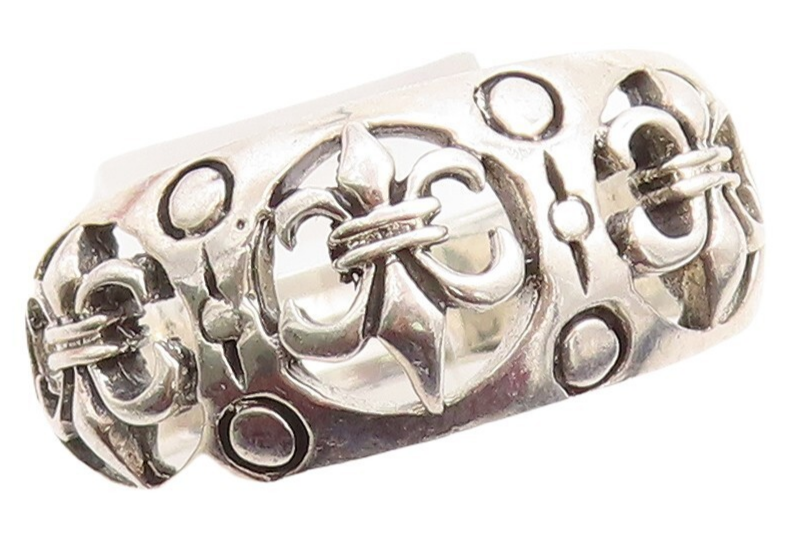 925 Sterling Silver Vintage Ring Designer Cutout Lily Flowers  Sz 14  RG31406