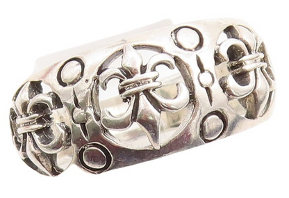 925 Sterling Silver Vintage Ring Designer Cutout Lily Flowers  Sz 14  RG31406