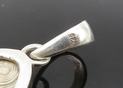 925 Sterling Silver  Vintage Agate Shiny Bail Pendant  PT17630