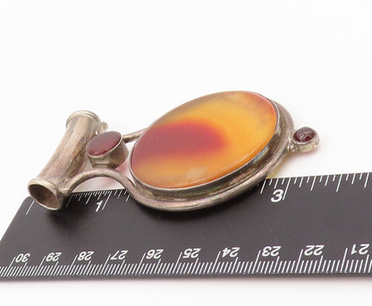 925 Sterling Silver Vintage Pendant Antique Large Round Cut Gemstone  PT24322