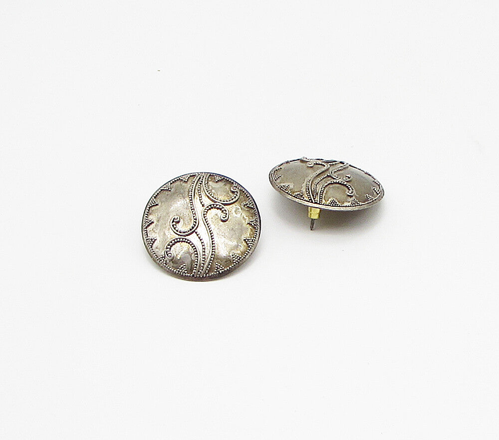 925 Sterling Silver  Vintage Pebbled Design Stud Drop Earrings  EG1993