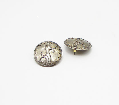 925 Sterling Silver  Vintage Pebbled Design Stud Drop Earrings  EG1993