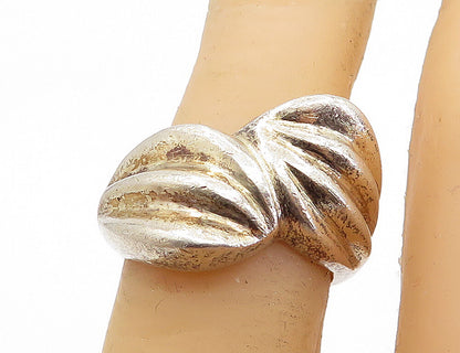 MEXICO 925 Silver  Vintage Shiny Fluted Bypass Style Band Ring Sz 6  RG6979