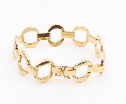 925 Sterling Silver Vintage Bracelet Gold Plated MILOR Geometric Link  BT11964