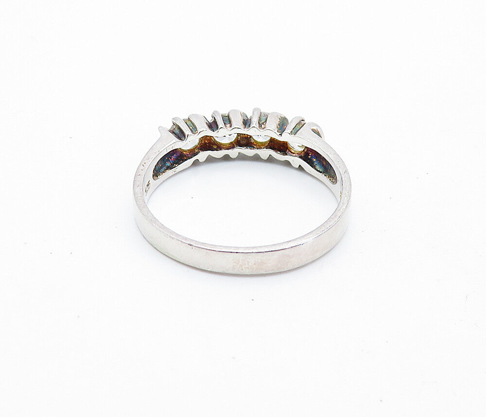 SETA 925 Silver  Vintage Cubic Zirconia 4 Stone Swirl Band Ring Sz 9.5  RG7056