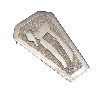 SAMUEL HIZME 925 Silver  Vintage Carved Chai Textured Brooch Pin  BP9796