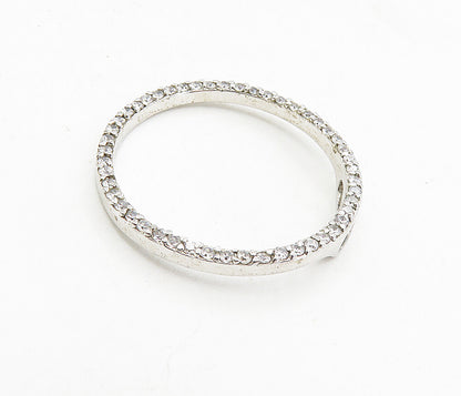 925 Sterling Silver  Shiny White Topaz Minimalist Open Circle Pendant  PT6480