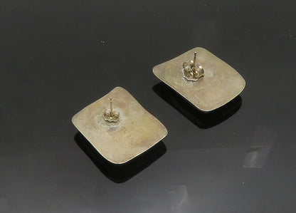 925 Sterling Silver  Vintage Blue Enamel Art Square Drop Earrings  EG9847
