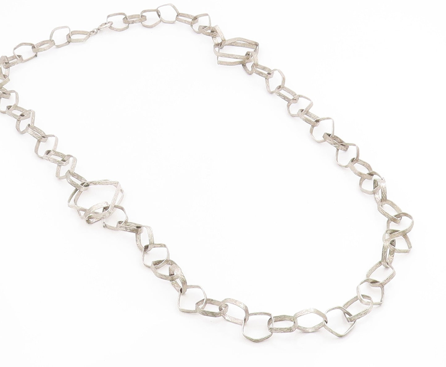925 Sterling Silver Vintage Necklace UNO A ERRE Geometric Squares Link  NE4831