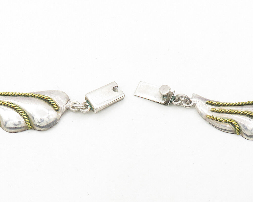MEXICO 925 Silver  Vintage Two Tone Shiny Rope Twist Chain Necklace  NE2884