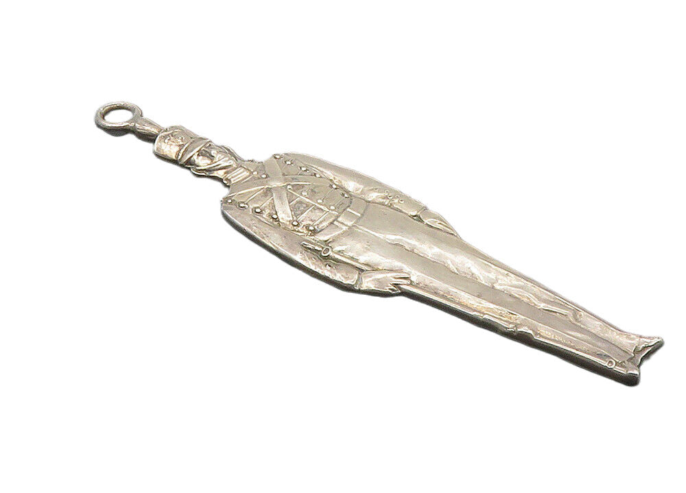 925 Sterling Silver  Vintage Shiny Standing Soldier Motif Pendant  PT7886