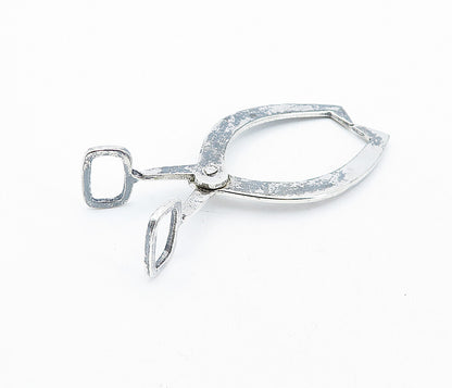 925 Sterling Silver  Vintage Shiny Smooth Petite Scissor Tongs  TR1116
