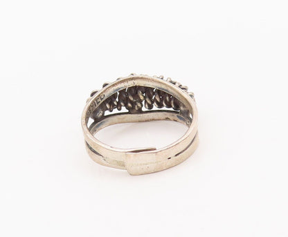 925 Sterling Silver Vintage Ring Cutout Rope Coiled Adjustable  Sz 7  RG28209