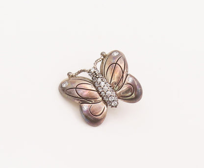 925 Sterling Silver Vintage Pendant PANDORA Solid Carved CZ Butterfly  PT23110