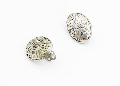 JEZLAINE 925 Silver  Vintage Swirl Cutout Pattern Non Pierce Earrings  EG2945