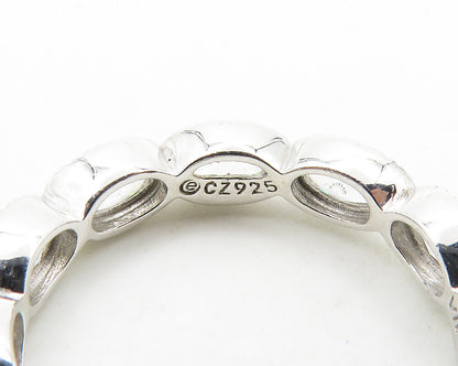 925 Sterling Silver  Vintage Shiny Cubic Zirconia Eternity Ring Sz 6  RG19829