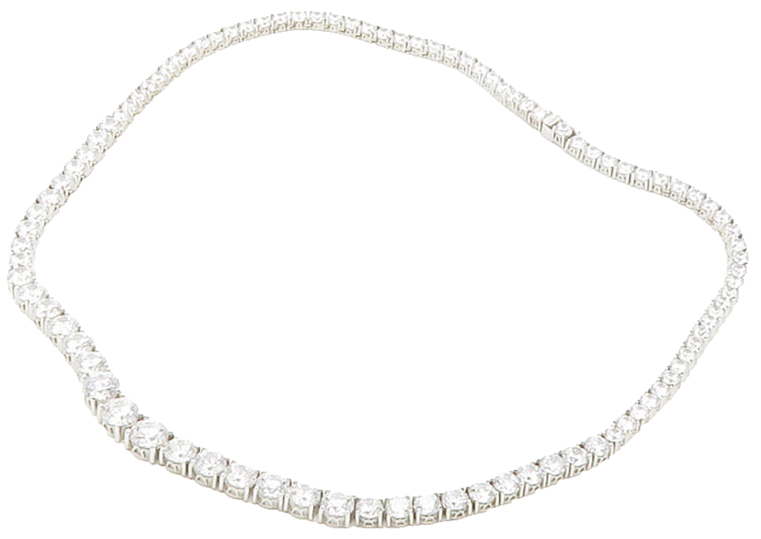925 Sterling Silver  Sparkling Graduated Cubic Zirconia Chain Necklace  NE2471