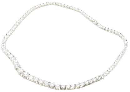 925 Sterling Silver  Sparkling Graduated Cubic Zirconia Chain Necklace  NE2471