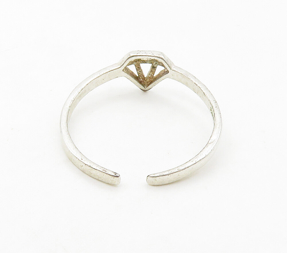925 Sterling Silver  Shiny Open Diamond Shape Motif Band Ring Sz 6.5  RG16578