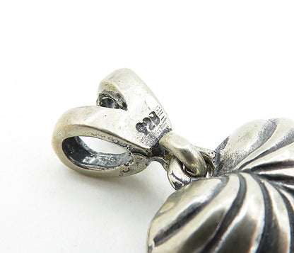 925 Sterling Silver  Vintage Dark Tone Hollow Love Heart Drop Pendant  PT3502