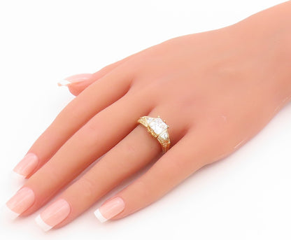 925 Sterling Silver Vintage Ring Gold Plated CZ Statement Band  Sz 8  RG35789