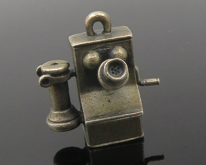 925 Sterling Silver  Vintage Dark Tone Old Fashioned Telephone Pendant  PT9634