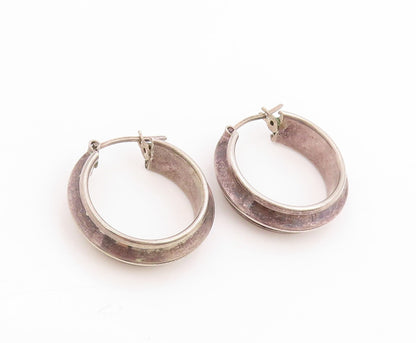 925 Sterling Silver Vintage Earrings Bold Minimalist Chunky Wide Hoops  EG14052