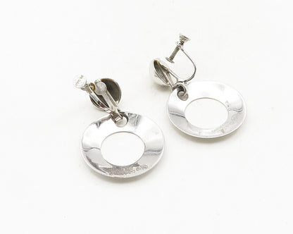 OLD CREST 925 Silver  Shiny Open Circle Non Pierce Dangle Earrings  EG5281