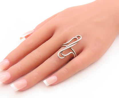 925 Sterling Silver Vintage Ring Modernist Wire Work Design  Sz 10  RG31351