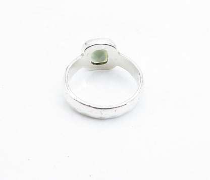 925 Sterling Silver  Vintage Faceted Topaz Hammered Solitaire Ring Sz 7 RG5833