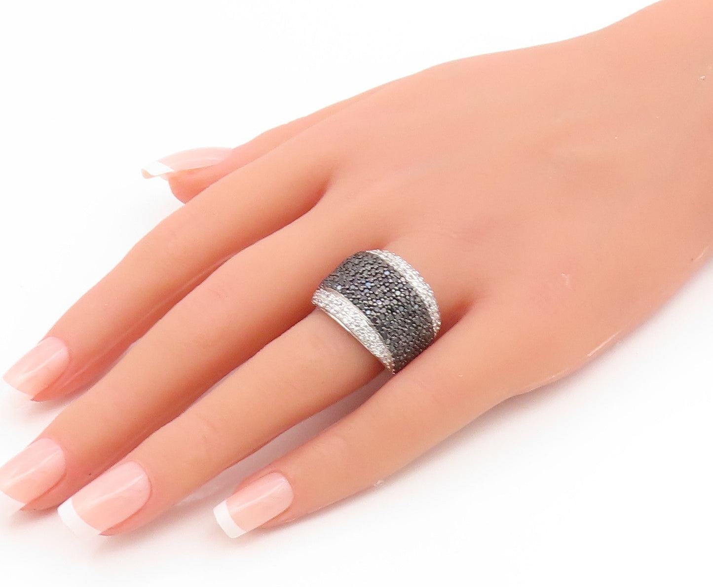 925 Sterling Silver Vintage Ring Spinel & Topaz Statement Band  Sz 6.5  RG35222