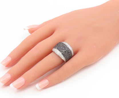 925 Sterling Silver Vintage Ring Spinel & Topaz Statement Band  Sz 6.5  RG35222
