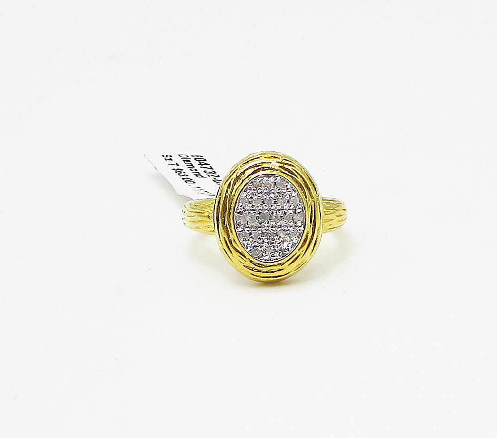 Gold Over 925 Silver  .11ctw Genuine Diamonds Cluster Band Ring Sz 7  RG3248