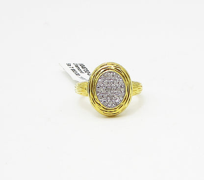 Gold Over 925 Silver  .11ctw Genuine Diamonds Cluster Band Ring Sz 7  RG3248