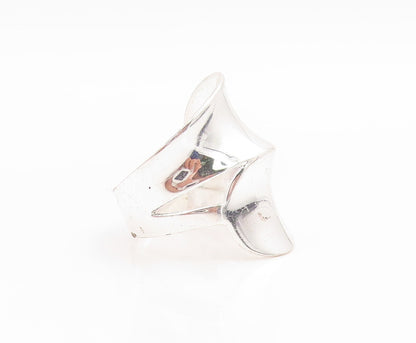 925 Sterling Silver Vintage Ring Minimalist Wide Bypass Band  Sz 7.5  RG35592