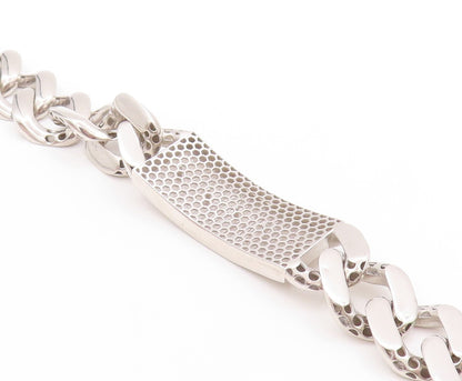 925 Sterling Silver Vintage Bracelet Rectangle Curb Linked Chain CZ Lock BT11260