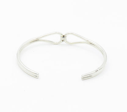 925 Sterling Silver  Vintage Shiny Smooth Open Loop Cuff Bracelet  BT6041