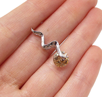 925 Sterling Silver  Cubic Zirconia Wavy Rolling Wheel Slider Pendant  PT2002