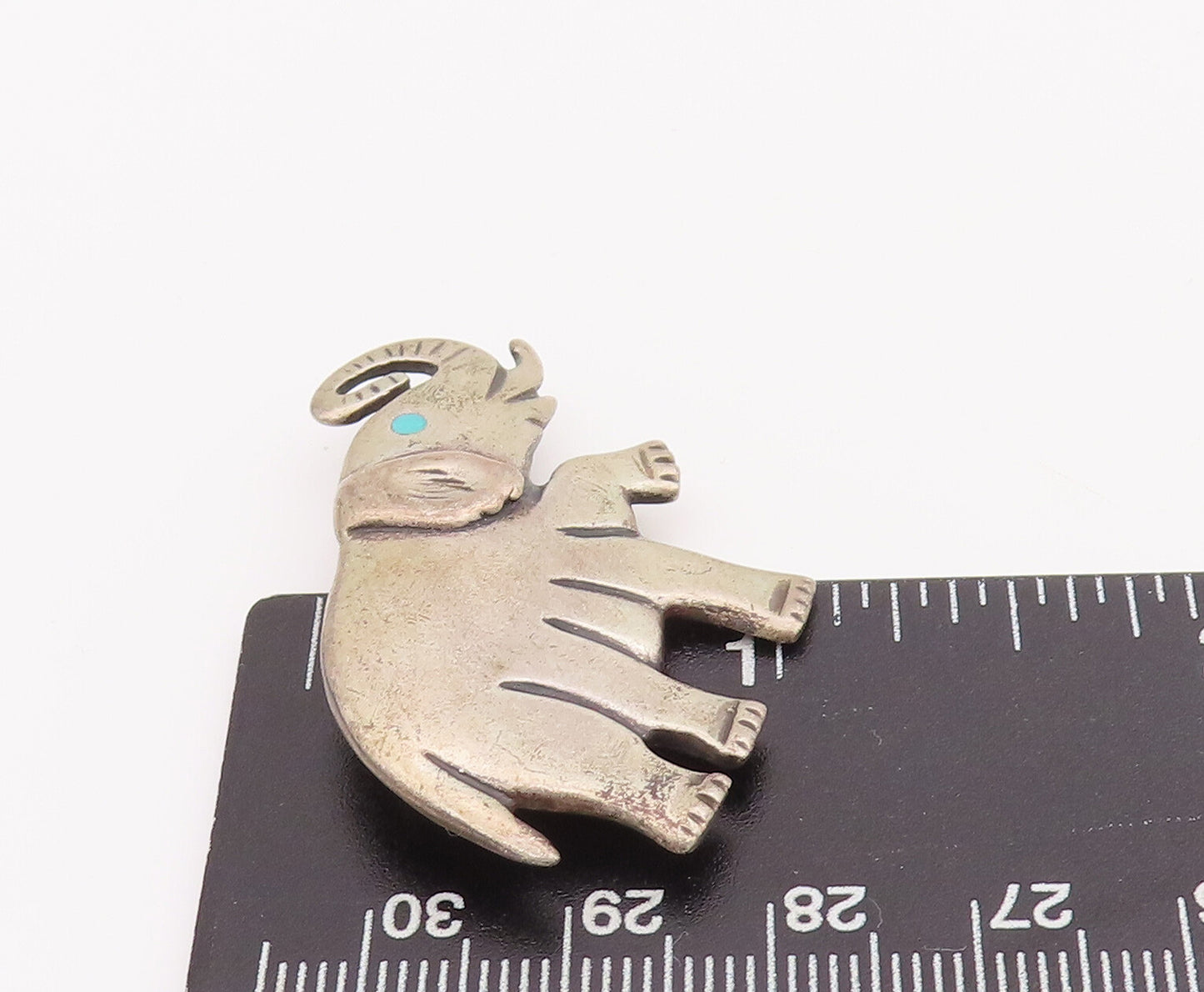 925 Sterling Silver Vintage Brooch Pin Solid Carved Walking Elephant  BP11040