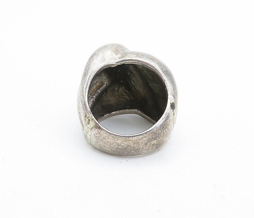 MEXICO 925 Silver  Vintage Dark Tone Fluted Bubble Band Ring Sz 6.5  RG6978