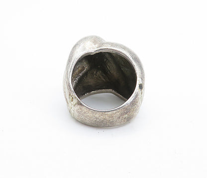 MEXICO 925 Silver  Vintage Dark Tone Fluted Bubble Band Ring Sz 6.5  RG6978