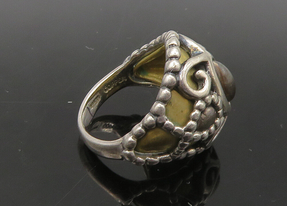 CAROLYN POLLACK 925 Silver  Vintage 2 Tone Swirl Dome Band Ring Sz 6  RG22021
