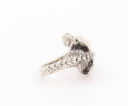 925 Sterling Silver Vintage Ring Solid Cutout Flying Dragon  Sz 5  RG32395