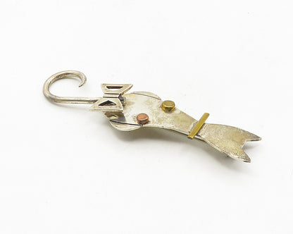 EFS MEXICO 925 Silver  Vintage Two Tone Sitting Cat Motif Brooch Pin  BP4015